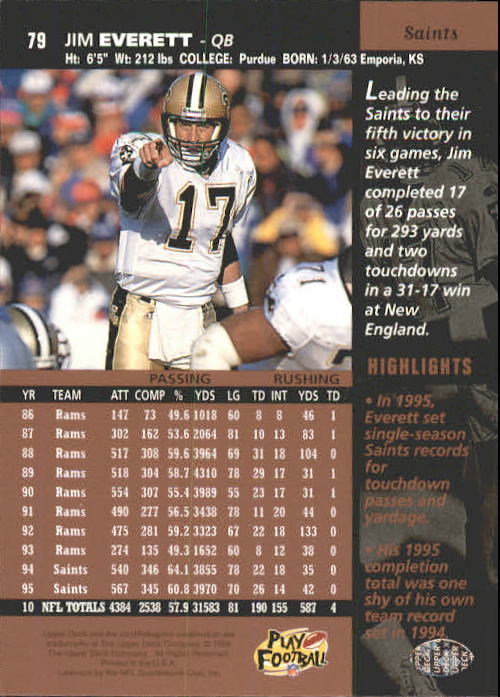 A4272- 1996 Upper Deck Football #s 1-200 +Rookies -You Pick- 15+ FREE US SHIP - Picture 159 of 395