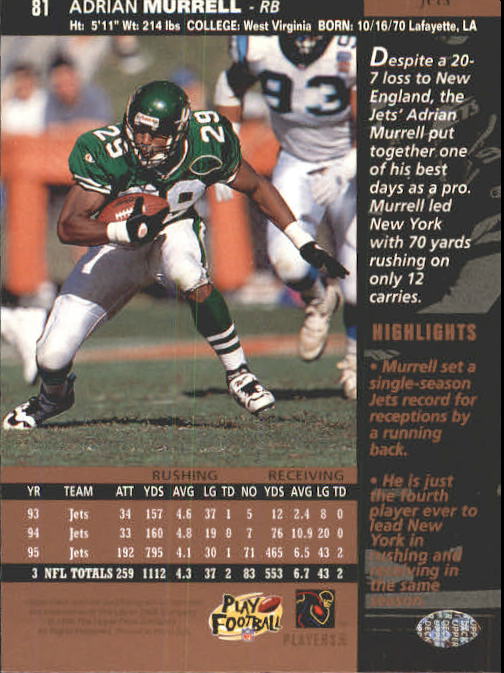 A4272- 1996 Upper Deck Football #s 1-200 +Rookies -You Pick- 15+ FREE US SHIP - Picture 163 of 395