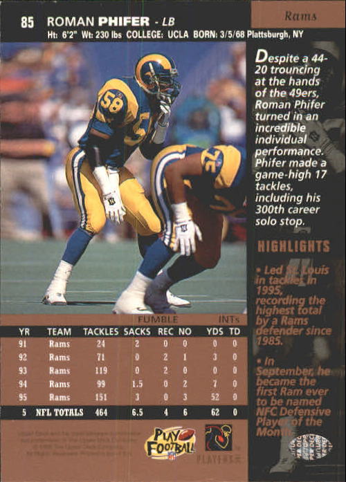 A4272- 1996 Upper Deck Football #s 1-200 +Rookies -You Pick- 15+ FREE US SHIP - Picture 171 of 395