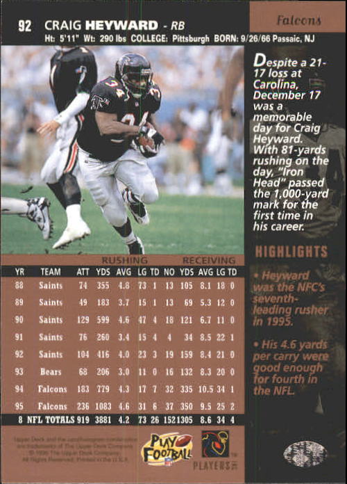 A4272- 1996 Upper Deck Football #s 1-200 +Rookies -You Pick- 15+ FREE US SHIP - Picture 185 of 395