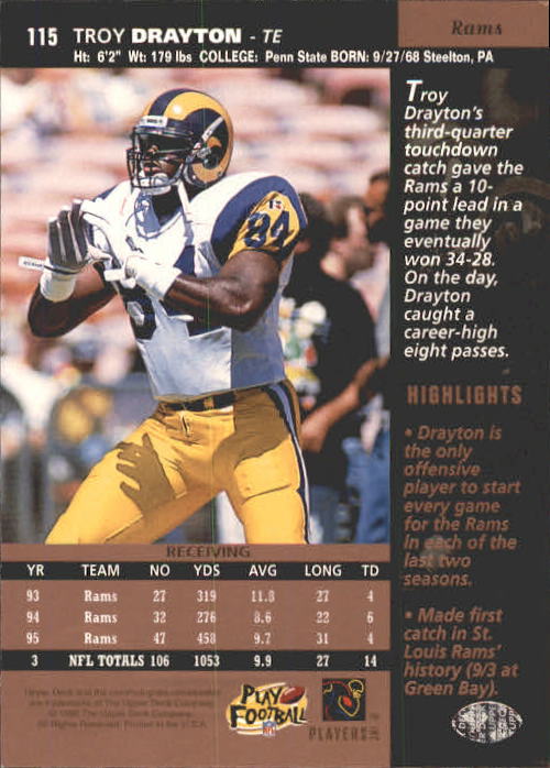 A4272- 1996 Upper Deck Football #s 1-200 +Rookies -You Pick- 15+ FREE US SHIP - Picture 229 of 395