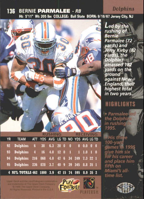 A4272- 1996 Upper Deck Football #s 1-200 +Rookies -You Pick- 15+ FREE US SHIP - Picture 269 of 395
