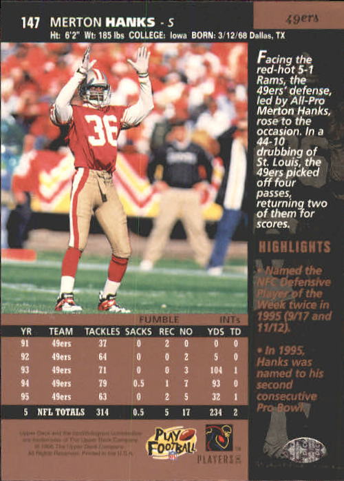 A4272- 1996 Upper Deck Football #s 1-200 +Rookies -You Pick- 15+ FREE US SHIP - Picture 291 of 395