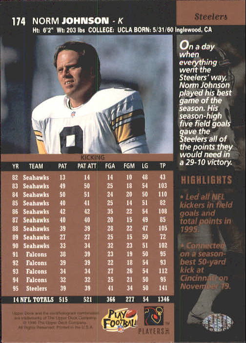 A4272- 1996 Upper Deck Football #s 1-200 +Rookies -You Pick- 15+ FREE US SHIP - Picture 343 of 395