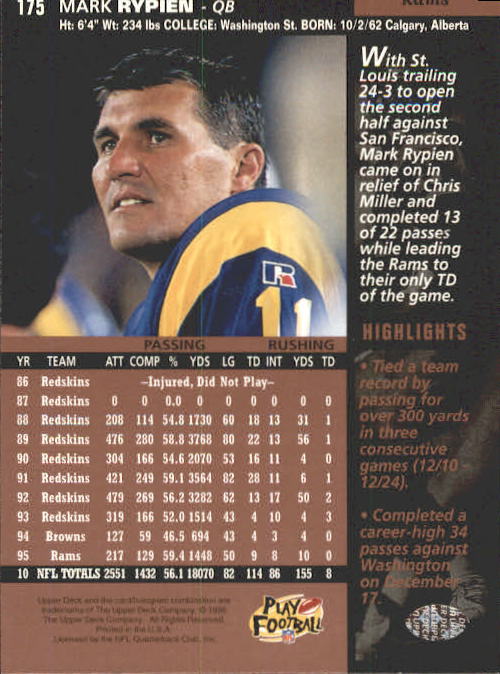 A4272- 1996 Upper Deck Football #s 1-200 +Rookies -You Pick- 15+ FREE US SHIP - Picture 345 of 395