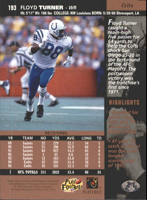 A4272- 1996 Upper Deck Football #s 1-200 +Rookies -You Pick- 15+ FREE US SHIP - Picture 381 of 395