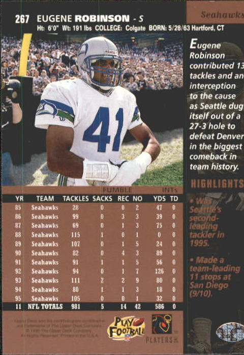 1996 Upper Deck #267 Eugene Robinson back image