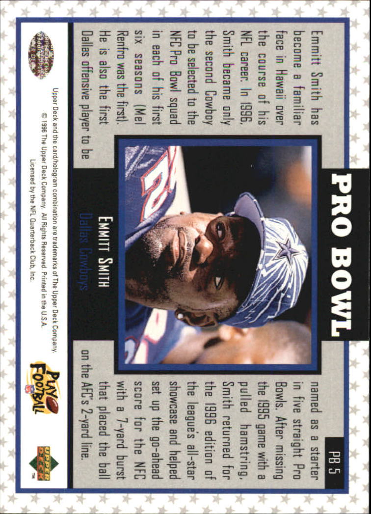 1996 Upper Deck Pro Bowl #PB5 Emmitt Smith back image