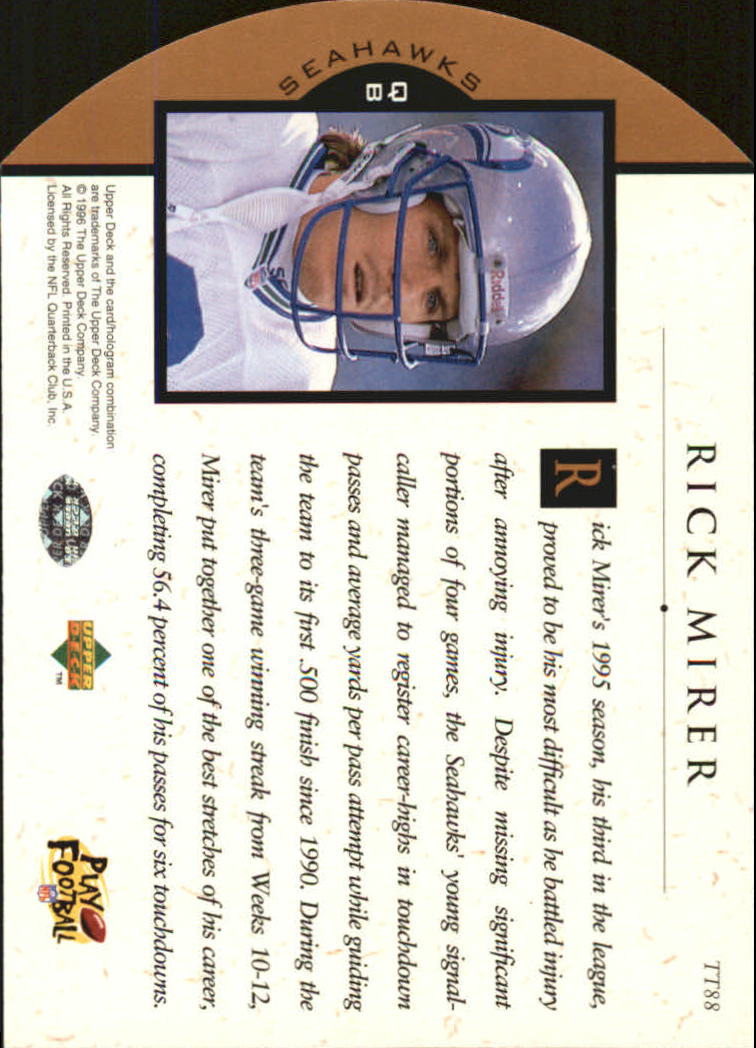 1996 Upper Deck Team Trio #TT88 Rick Mirer back image