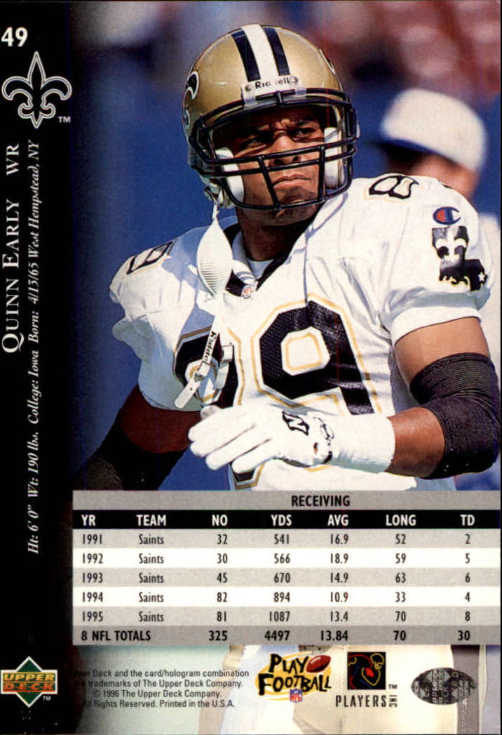 1996 Upper Deck Silver #49 Quinn Early back image