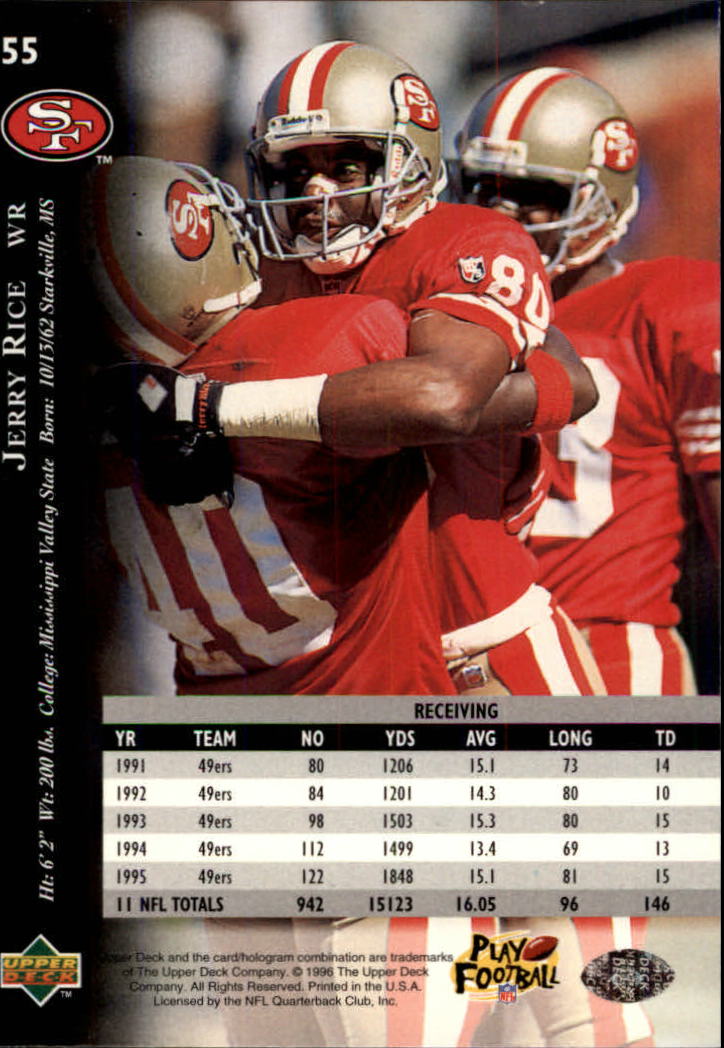 1996 Upper Deck Silver #55 Jerry Rice back image