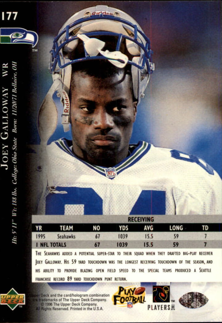 1996 Upper Deck Silver #177 Joey Galloway back image