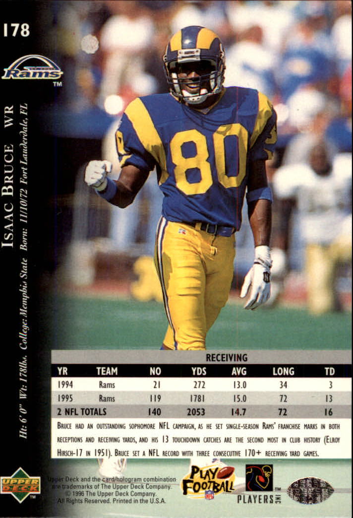 1996 Upper Deck Silver #178 Isaac Bruce back image