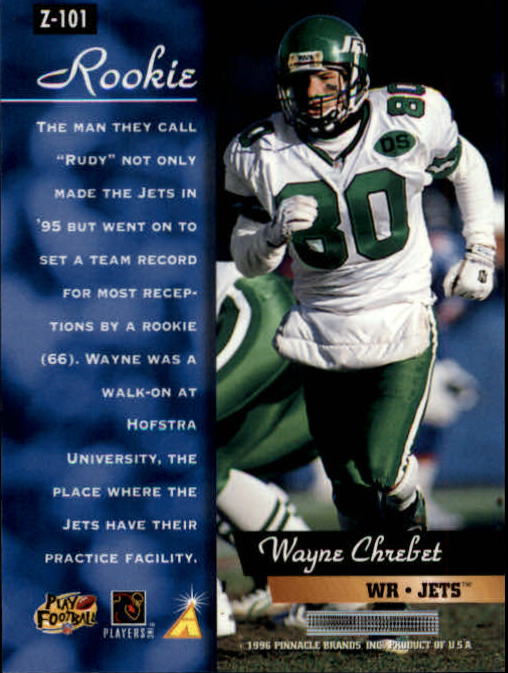 1996 Zenith #101 Wayne Chrebet back image
