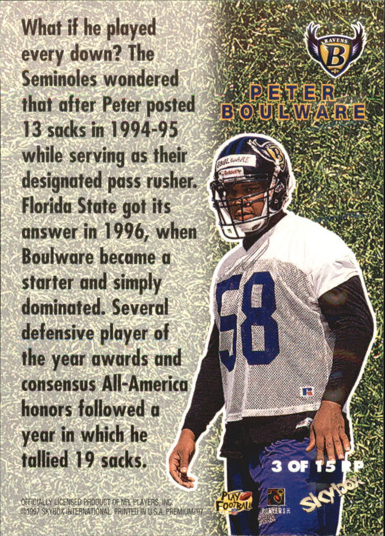 1997 SkyBox Premium Rookie Preview #3 Peter Boulware back image