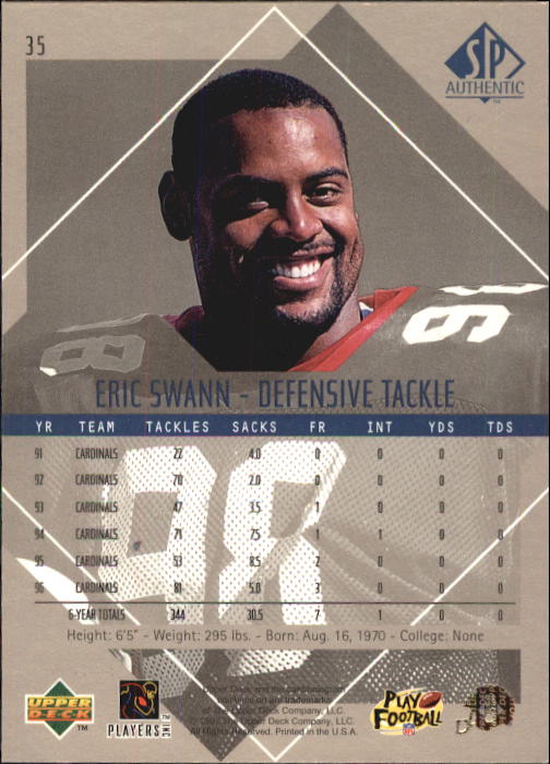 1997 SP Authentic #35 Eric Swann back image