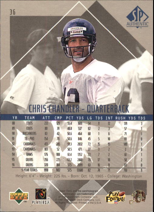 1997 SP Authentic #36 Chris Chandler back image