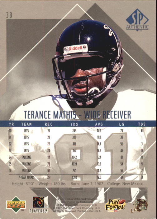 1997 SP Authentic #38 Terance Mathis back image