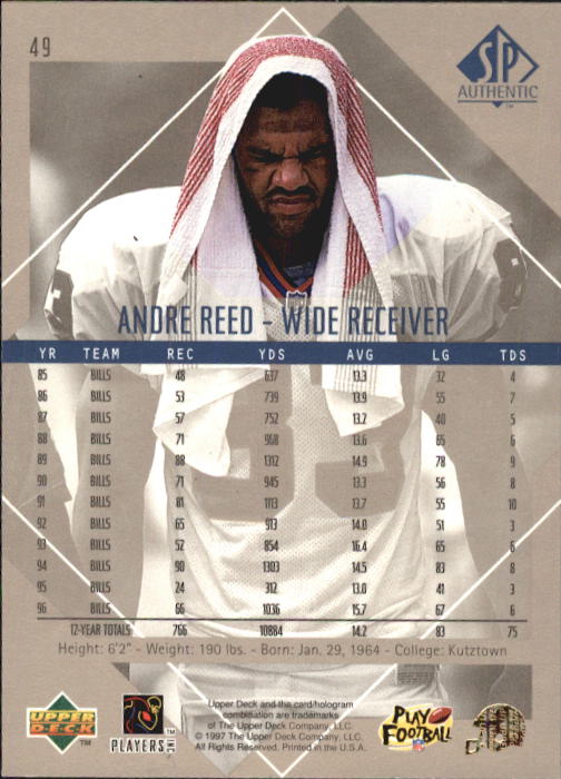 1997 SP Authentic #49 Andre Reed back image