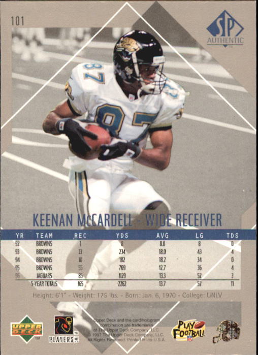 1997 SP Authentic #101 Keenan McCardell back image