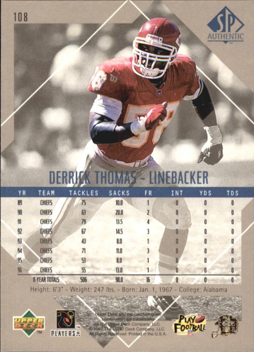 1997 SP Authentic #108 Derrick Thomas back image