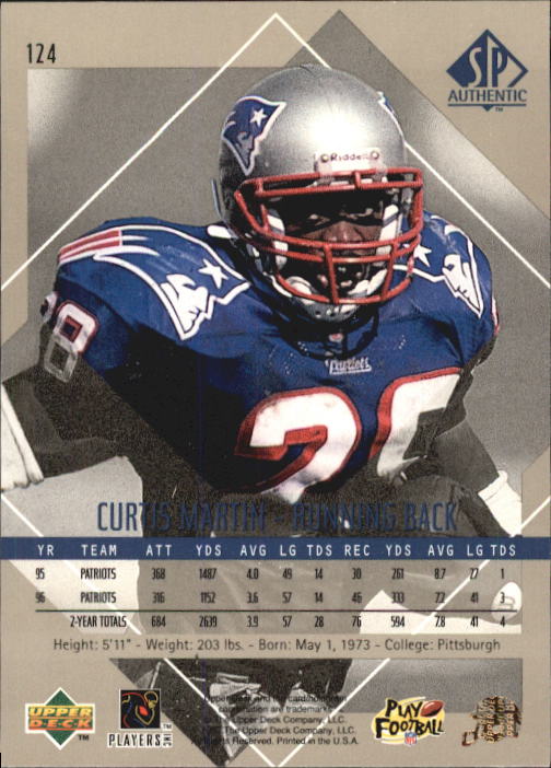 1997 SP Authentic #124 Curtis Martin back image