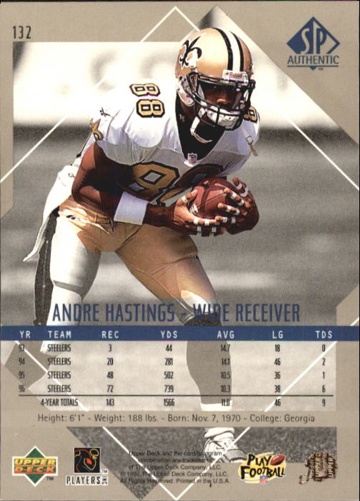 1997 SP Authentic #132 Andre Hastings back image
