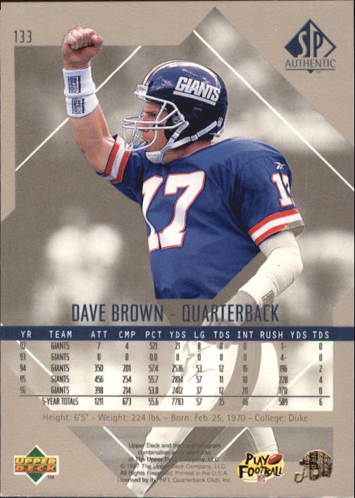 1997 SP Authentic #133 Dave Brown back image