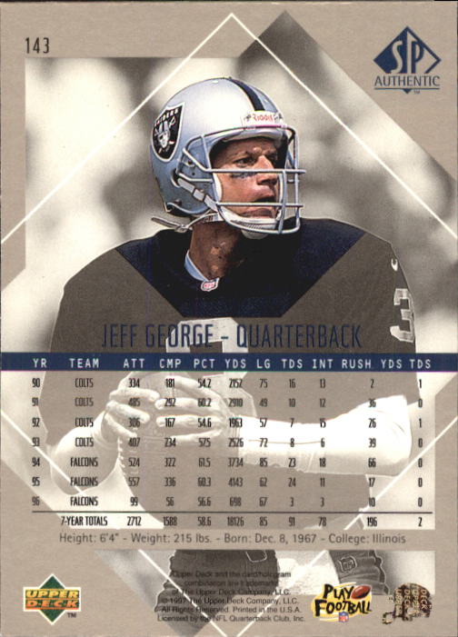 1997 SP Authentic #143 Jeff George back image