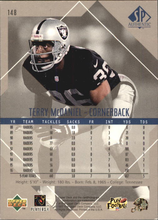 1997 SP Authentic #148 Terry McDaniel back image