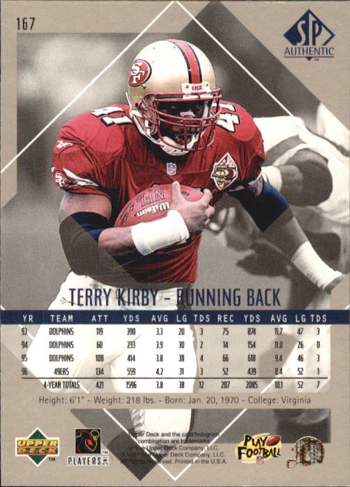 1997 SP Authentic #167 Terry Kirby back image