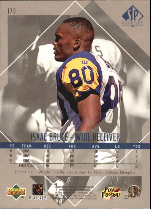 1997 SP Authentic #178 Isaac Bruce back image