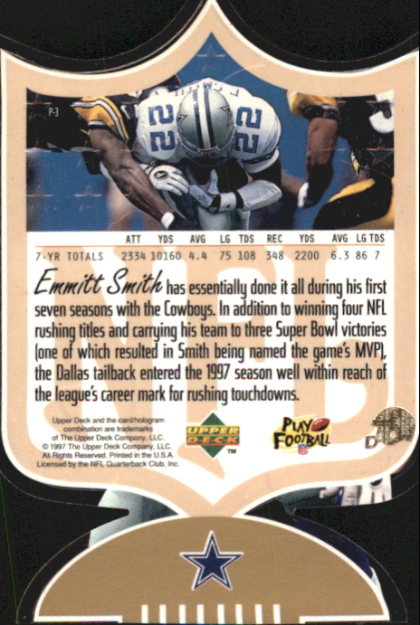 1997 SP Authentic ProFiles Die Cuts #P3 Emmitt Smith back image