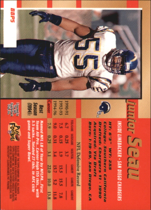 Tarjetas insertadas y paralelas 1997 Stadium Club Football "Bowman's Best Previews" - Imagen 3 de 13