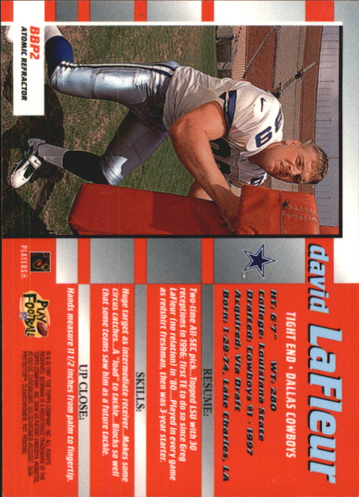 1997 Stadium Club Bowman's Best Rookie Previews Atomic Refractors #BBP2 David LaFleur back image