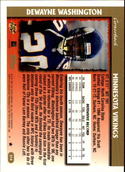 A7591- 1997 Topps Football Card #s 1-415 +Rookies -You Pick- 15+ FREE US SHIP - Picture 351 of 429