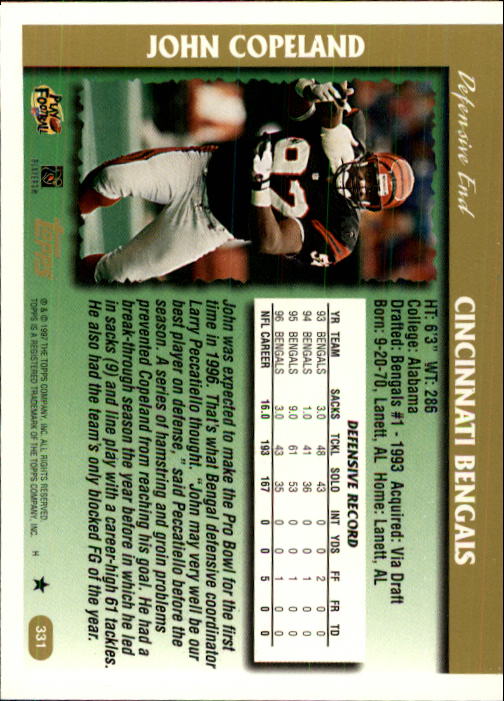 A7591- 1997 Topps Football Card #s 1-415 +Rookies -You Pick- 15+ FREE US SHIP - Picture 371 of 429