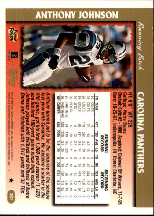 A7591- 1997 Topps Football Card #s 1-415 +Rookies -You Pick- 15+ FREE US SHIP - Picture 393 of 429
