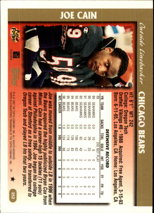 A7591- 1997 Topps Football Card #s 1-415 +Rookies -You Pick- 15+ FREE US SHIP - Picture 395 of 429