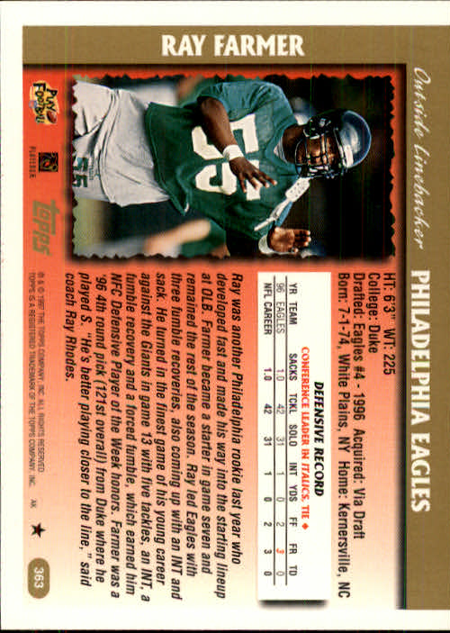 A7591- 1997 Topps Football Card #s 1-415 +Rookies -You Pick- 15+ FREE US SHIP - Picture 411 of 429