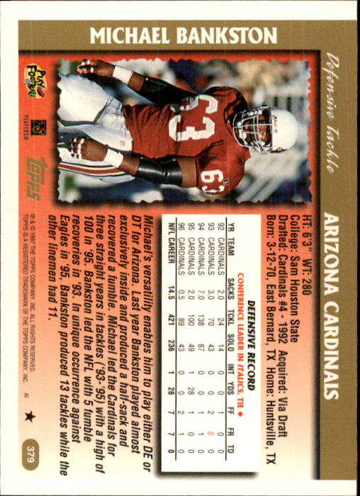 A7591- 1997 Topps Football Card #s 1-415 +Rookies -You Pick- 15+ FREE US SHIP - Picture 427 of 429