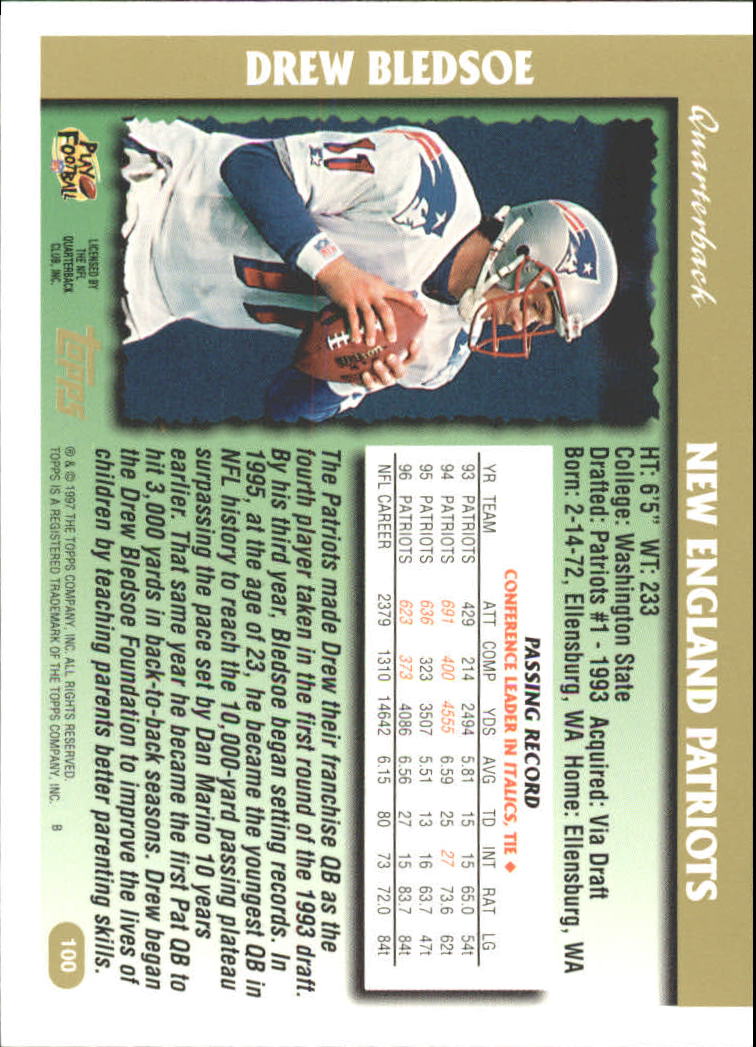 1997 Topps Minted in Canton #100 Drew Bledsoe back image
