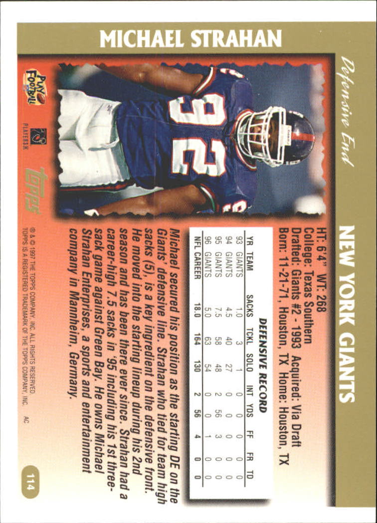1997 Topps Minted in Canton #114 Michael Strahan back image