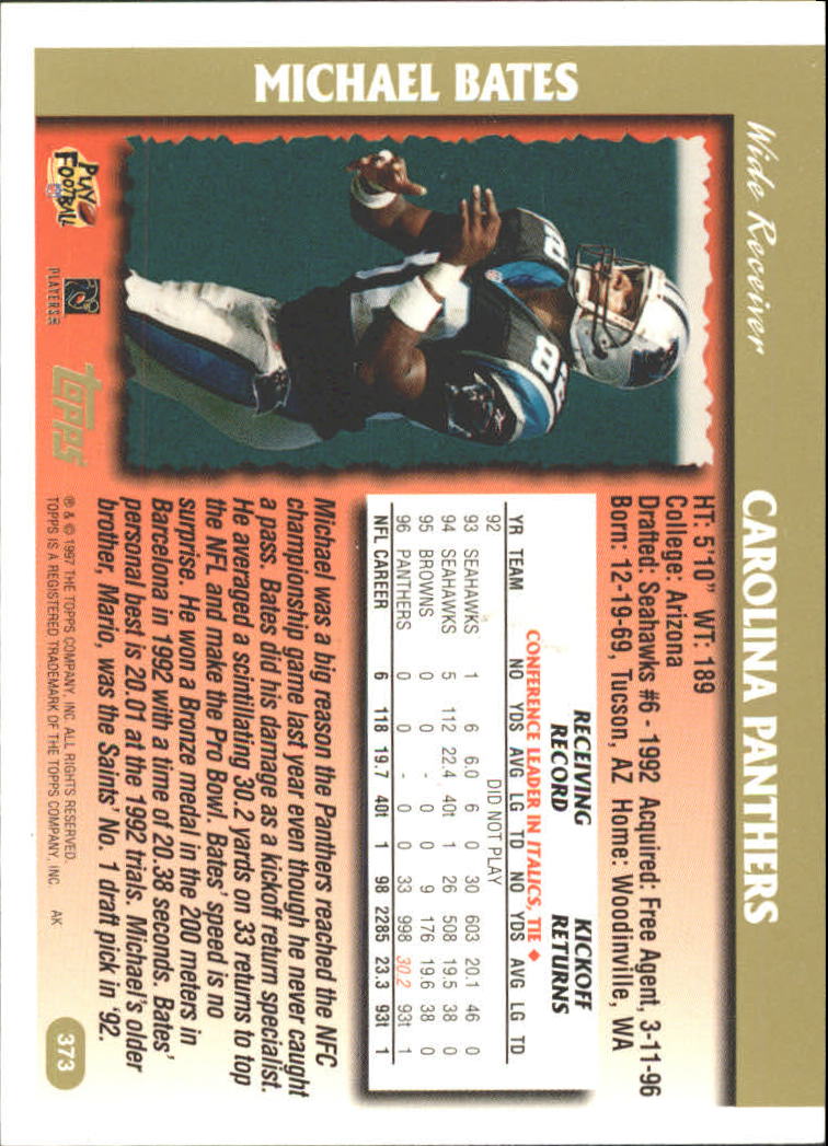 1997 Topps Minted in Canton #373 Michael Bates back image