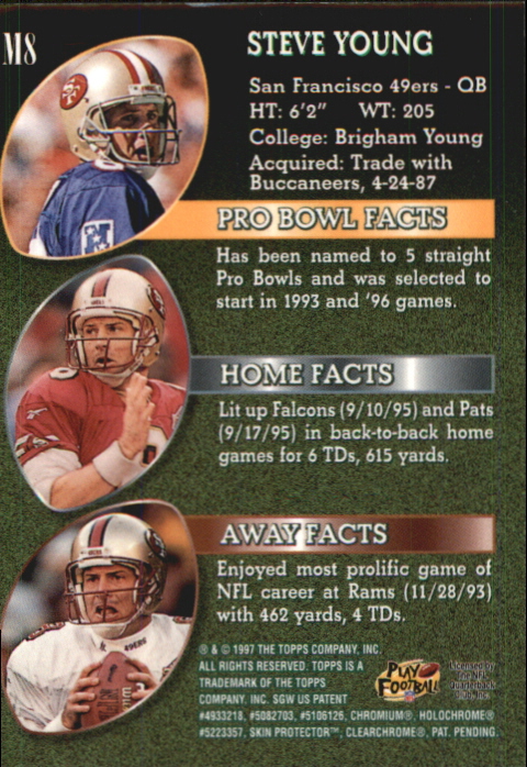 1997 Topps Mystery Finest Bronze #M8 Steve Young back image