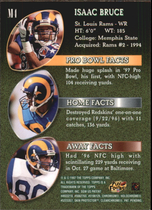 1997 Topps Mystery Finest Silver #M4 Isaac Bruce back image
