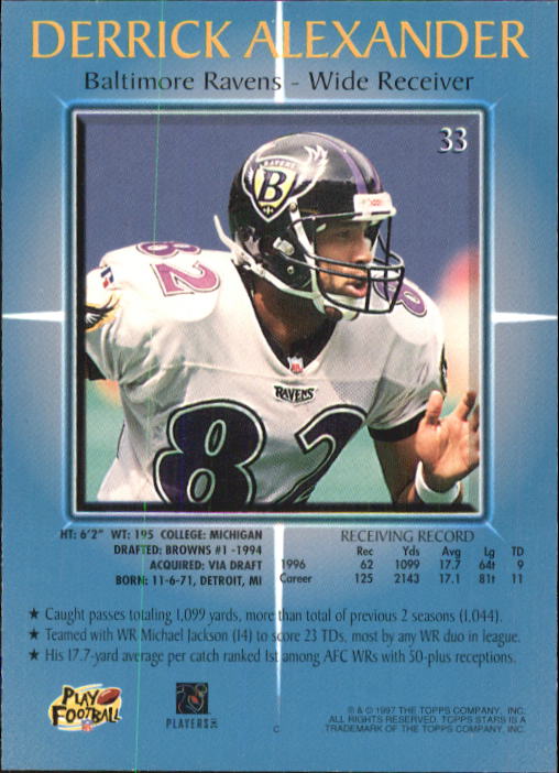 B1670- 1997 Topps Stars FB #s 1-125 +RCs +Inserts -You Pick- 15+ FREE US SHIP - Picture 35 of 150