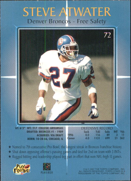 B1670- 1997 Topps Stars FB #s 1-125 +RCs +Inserts -You Pick- 15+ FREE US SHIP - Picture 83 of 150