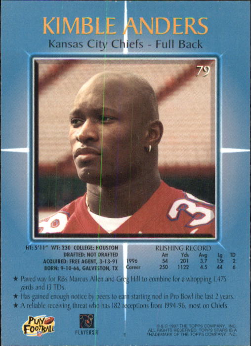 B1670- 1997 Topps Stars FB #s 1-125 +RCs +Inserts -You Pick- 15+ FREE US SHIP - Picture 95 of 150