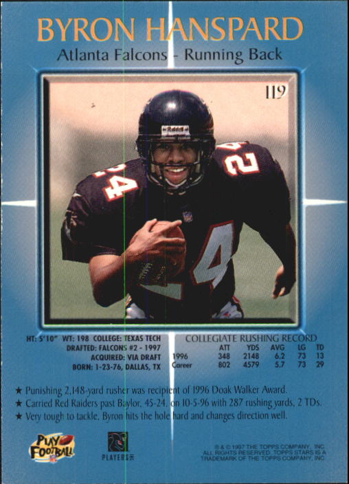 B1670- 1997 Topps Stars FB #s 1-125 +RCs +Inserts -You Pick- 15+ FREE US SHIP - Picture 145 of 150